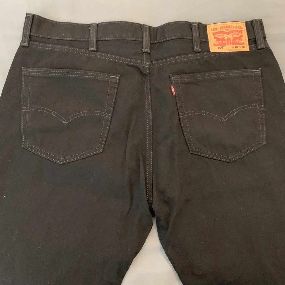 Levis 505 Jeans Mens 40x30 Black Dark Wash Regular Fit Straight Denim Pants